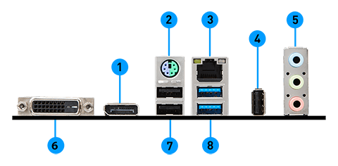 MSI H310I PRO back panel ports