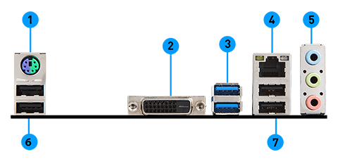 MSI H310M PRO-D back panel ports