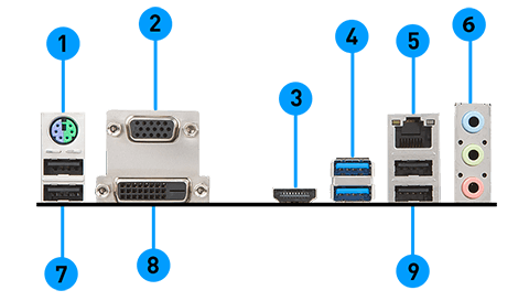 MSI H310M PRO-VDH back panel ports