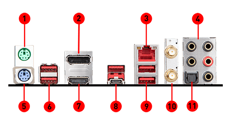 MSI Z390M GAMING edge ac back panel ports