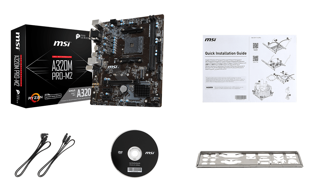 MSI A320M PRO-M2 box content