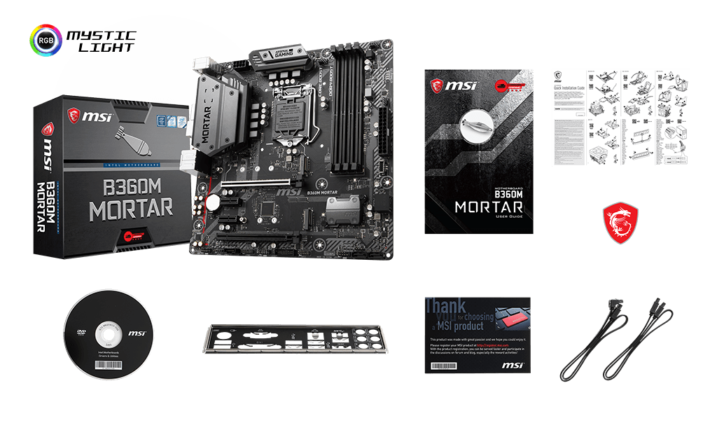 MSI B360M MORTAR box content