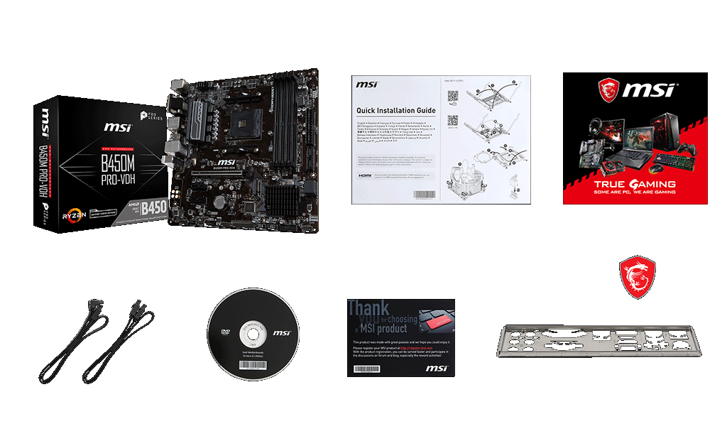 MSI B450M PRO-VDH box content