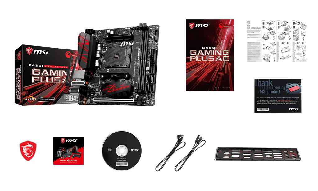 MSI B450I GAMING PLUS AC box content