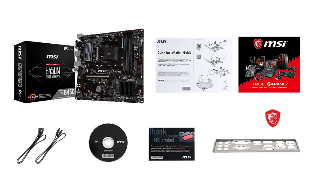MSI 
B450M PRO-VDH V2 box content