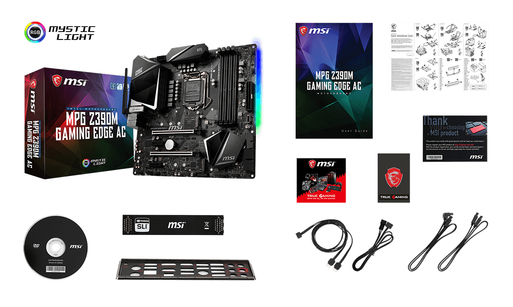 MSI Z390M GAMING edge ac box content