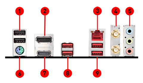 MSI B450I GAMING PLUS AC back panel ports